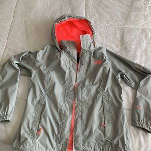 North Face Windbreaker: Gray with Pink Lining